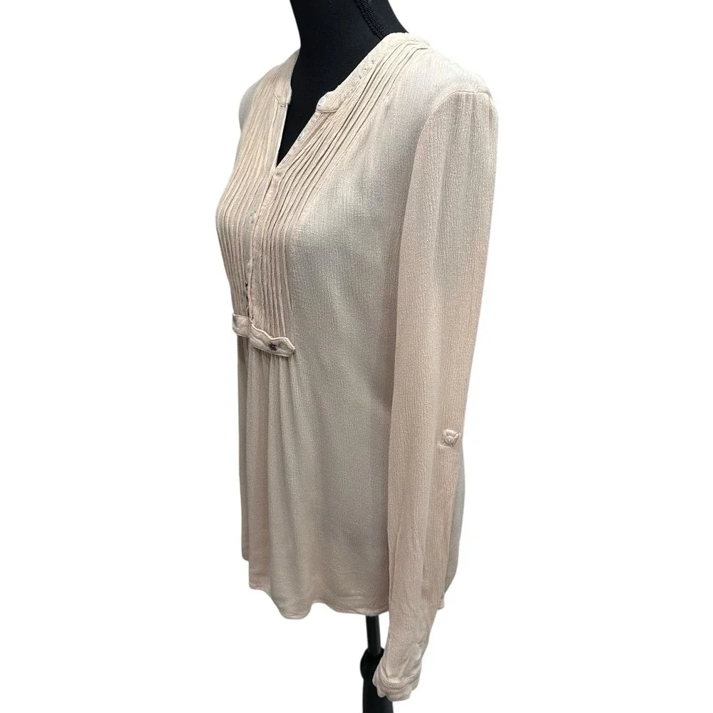 FREE PEOPLE Snap Out Of It Top  Women's Size X-SMALL XS Beige Boho‎ Hippie